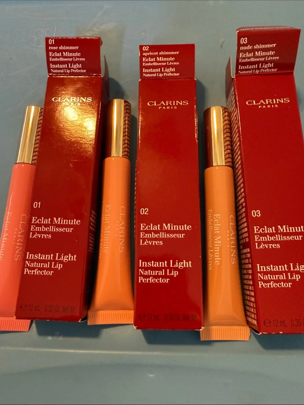 Clarins Instant Light Natural Lip Perfector — Pink & Apricot & Nude Shimmer
